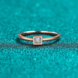 Glowing Square Rose Gold S925 Moissanite Ring